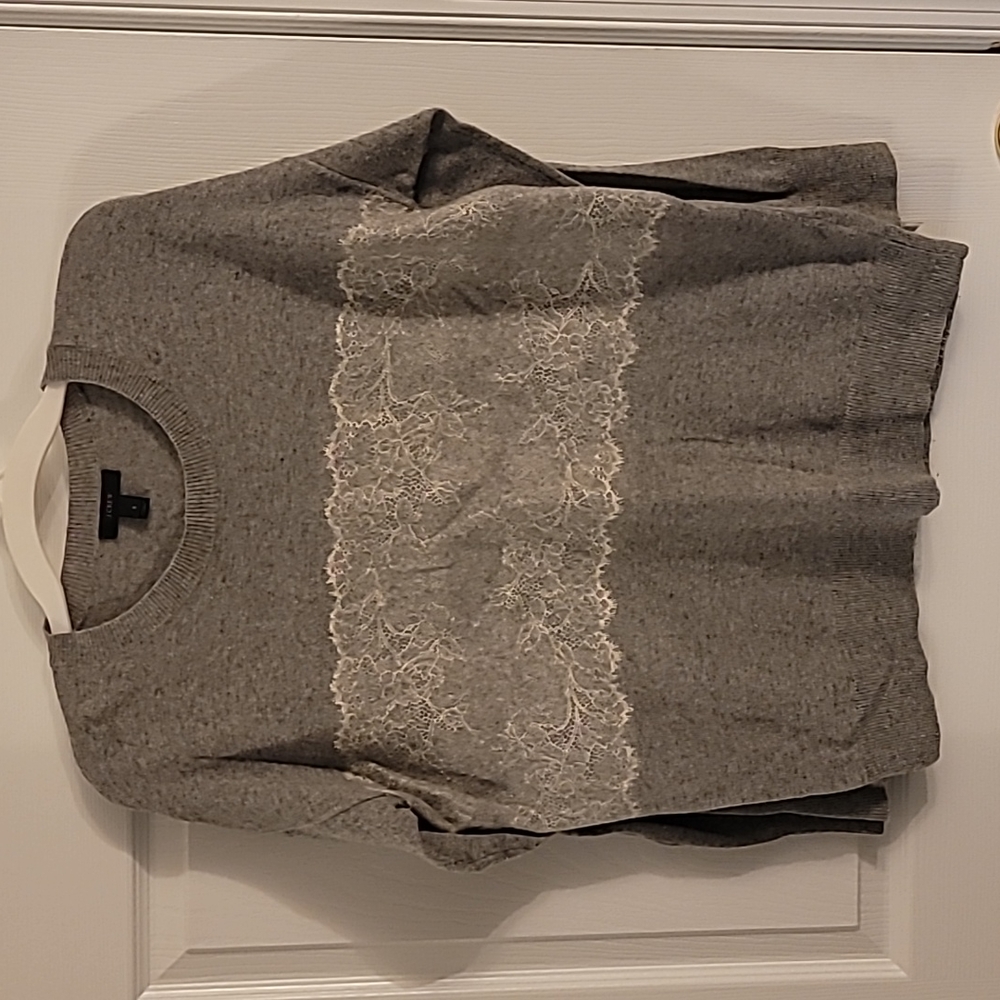 Barely worn JCrew Oversized Sweater with Lace applique